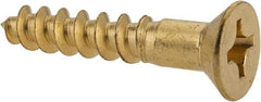 Value Collection - #12, 1-1/4" OAL, Phillips Drive, Flat Head Wood Screw - Brass - USA Tool & Supply