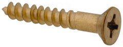 Value Collection - #12, 1-1/2" OAL, Phillips Drive, Flat Head Wood Screw - Brass - USA Tool & Supply