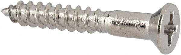 Value Collection - #6, 1" OAL, Phillips Drive, Flat Head Wood Screw - Stainless Steel, Grade 18-8 - USA Tool & Supply