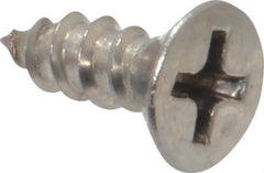 Value Collection - #8, 1/2" OAL, Phillips Drive, Flat Head Wood Screw - Stainless Steel, Grade 18-8 - USA Tool & Supply
