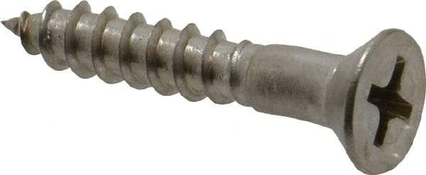 Value Collection - #8, 1" OAL, Phillips Drive, Flat Head Wood Screw - Stainless Steel, Grade 18-8 - USA Tool & Supply