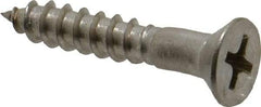 Value Collection - #8, 1" OAL, Phillips Drive, Flat Head Wood Screw - Stainless Steel, Grade 18-8 - USA Tool & Supply