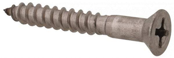 Value Collection - #8, 1-1/4" OAL, Phillips Drive, Flat Head Wood Screw - Stainless Steel, Grade 18-8 - USA Tool & Supply