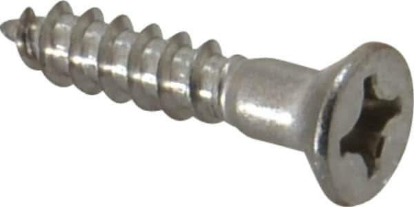 Value Collection - #10, 1" OAL, Phillips Drive, Flat Head Wood Screw - Stainless Steel, Grade 18-8 - USA Tool & Supply
