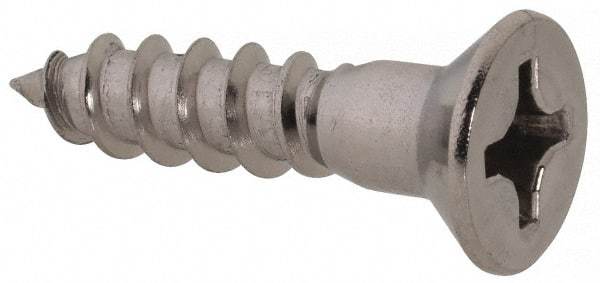 Value Collection - #12, 1" OAL, Phillips Drive, Flat Head Wood Screw - Stainless Steel, Grade 18-8 - USA Tool & Supply