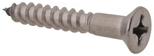 Value Collection - #12, 1-1/2" OAL, Phillips Drive, Flat Head Wood Screw - Stainless Steel, Grade 18-8 - USA Tool & Supply