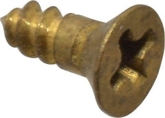 Value Collection - #2, 1/4" OAL, Phillips Drive, Flat Head Wood Screw - Brass - USA Tool & Supply