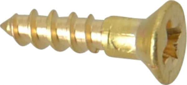 Value Collection - #2, 3/8" OAL, Phillips Drive, Flat Head Wood Screw - Brass - USA Tool & Supply