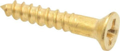 Value Collection - #2, 1/2" OAL, Phillips Drive, Flat Head Wood Screw - Brass - USA Tool & Supply