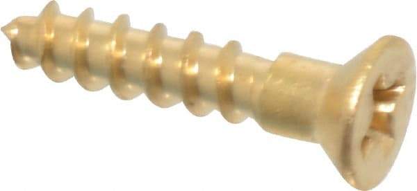 Value Collection - #3, 1/2" OAL, Phillips Drive, Flat Head Wood Screw - Brass - USA Tool & Supply