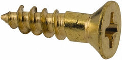 Value Collection - #5, 1/2" OAL, Phillips Drive, Flat Head Wood Screw - Brass - USA Tool & Supply