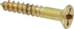 Value Collection - #5, 3/4" OAL, Phillips Drive, Flat Head Wood Screw - Brass - USA Tool & Supply