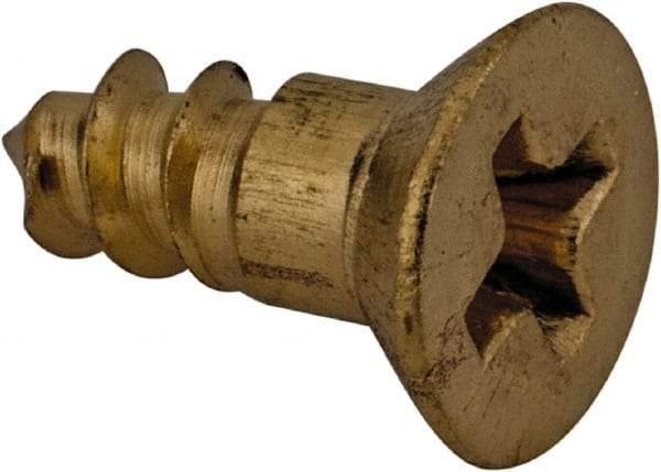 Value Collection - #6, 3/8" OAL, Phillips Drive, Flat Head Wood Screw - Brass - USA Tool & Supply