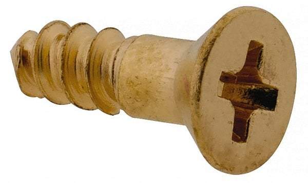 Value Collection - #6, 1/2" OAL, Phillips Drive, Flat Head Wood Screw - ASME B18.6.1, Brass - USA Tool & Supply