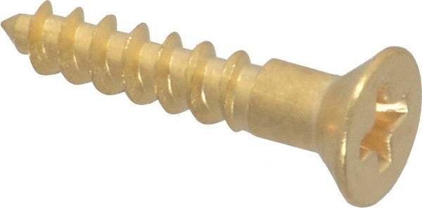 Value Collection - #6, 3/4" OAL, Phillips Drive, Flat Head Wood Screw - ASME B18.6.1, Brass - USA Tool & Supply