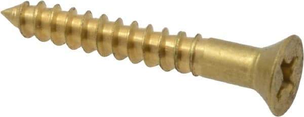 Value Collection - #6, 1" OAL, Phillips Drive, Flat Head Wood Screw - ASME B18.6.1, Brass - USA Tool & Supply