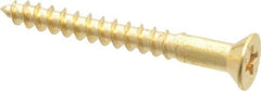 Value Collection - #6, 1-1/4" OAL, Phillips Drive, Flat Head Wood Screw - ASME B18.6.1, Brass - USA Tool & Supply