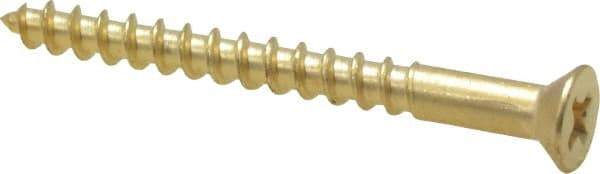 Value Collection - #6, 1-1/2" OAL, Phillips Drive, Flat Head Wood Screw - ASME B18.6.1, Brass - USA Tool & Supply