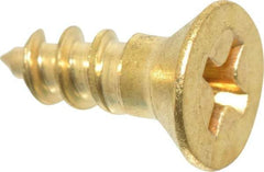 Value Collection - #8, 1/2" OAL, Phillips Drive, Flat Head Wood Screw - Brass - USA Tool & Supply