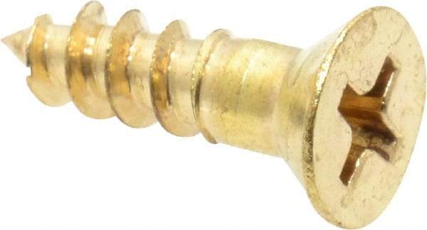 Value Collection - #8, 5/8" OAL, Phillips Drive, Flat Head Wood Screw - Brass - USA Tool & Supply