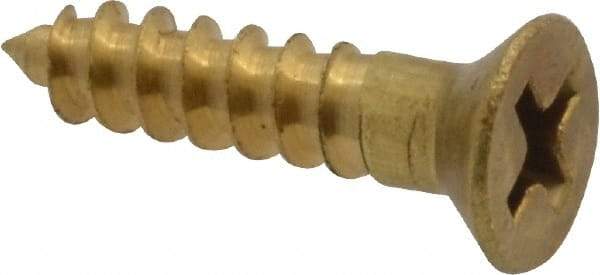 Value Collection - #8, 3/4" OAL, Phillips Drive, Flat Head Wood Screw - ASME B18.6.1, Brass - USA Tool & Supply
