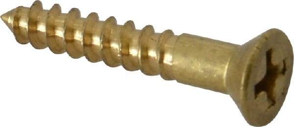 Value Collection - #8, 1" OAL, Phillips Drive, Flat Head Wood Screw - ASME B18.6.1, Brass - USA Tool & Supply