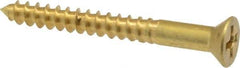 Value Collection - #8, 1-1/2" OAL, Phillips Drive, Flat Head Wood Screw - ASME B18.6.1, Brass - USA Tool & Supply