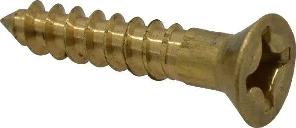 Value Collection - #10, 1" OAL, Phillips Drive, Flat Head Wood Screw - ASME B18.6.1, Brass - USA Tool & Supply