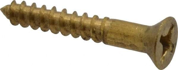 Value Collection - #10, 1-1/4" OAL, Phillips Drive, Flat Head Wood Screw - ASME B18.6.1, Brass - USA Tool & Supply