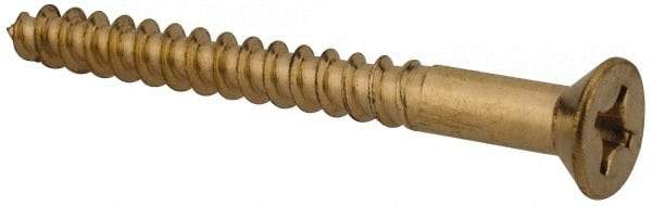 Value Collection - #10, 2" OAL, Phillips Drive, Flat Head Wood Screw - Brass - USA Tool & Supply