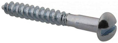 Value Collection - #5, 1" Length Under Head, Slotted Drive, Round Head Wood Screw - Zinc Plated Steel, Grade 2 - USA Tool & Supply