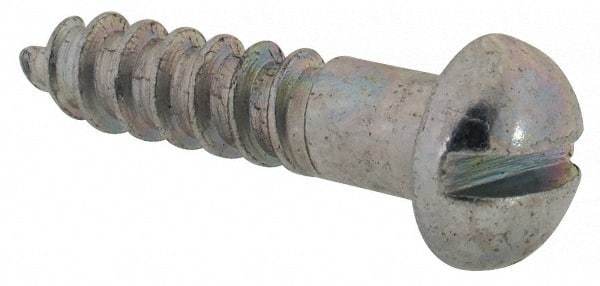 Value Collection - #6, 5/8" Length Under Head, Slotted Drive, Round Head Wood Screw - Zinc Plated Steel, Grade 2 - USA Tool & Supply