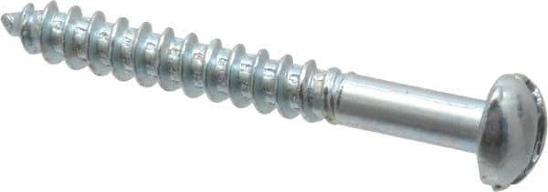 Value Collection - #6, 1-1/4" Length Under Head, Slotted Drive, Round Head Wood Screw - Zinc Plated Steel, Grade 2 - USA Tool & Supply
