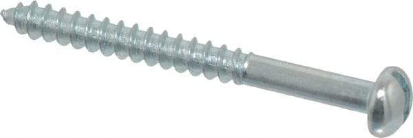 Value Collection - #6, 1-1/2" Length Under Head, Slotted Drive, Round Head Wood Screw - Zinc Plated Steel, Grade 2 - USA Tool & Supply