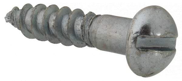 Value Collection - #7, 3/4" Length Under Head, Slotted Drive, Round Head Wood Screw - Zinc Plated Steel, Grade 2 - USA Tool & Supply