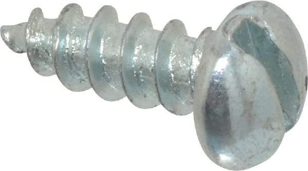 Value Collection - #8, 1/2" Length Under Head, Slotted Drive, Round Head Wood Screw - Zinc Plated Steel, Grade 2 - USA Tool & Supply
