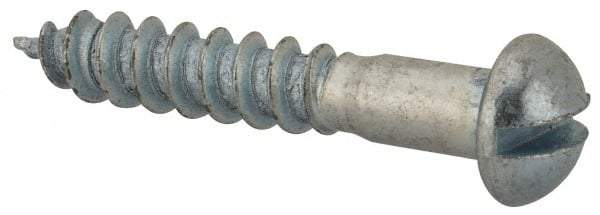 Value Collection - #8, 1" Length Under Head, Slotted Drive, Round Head Wood Screw - Zinc Plated Steel, Grade 2 - USA Tool & Supply