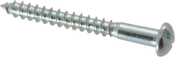 Value Collection - #8, 1-1/2" Length Under Head, Slotted Drive, Round Head Wood Screw - Zinc Plated Steel, Grade 2 - USA Tool & Supply