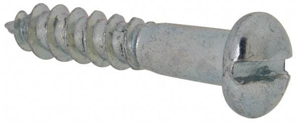 Value Collection - #10, 1" Length Under Head, Slotted Drive, Round Head Wood Screw - Zinc Plated Steel, Grade 2 - USA Tool & Supply