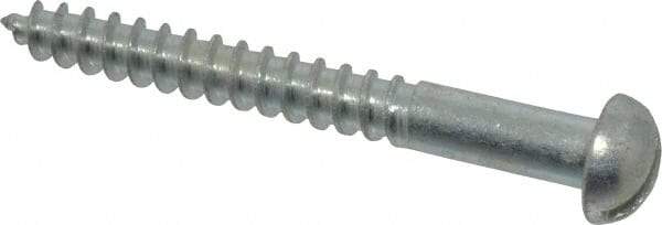 Value Collection - #10, 1-3/4" Length Under Head, Slotted Drive, Round Head Wood Screw - Zinc Plated Steel, Grade 2 - USA Tool & Supply