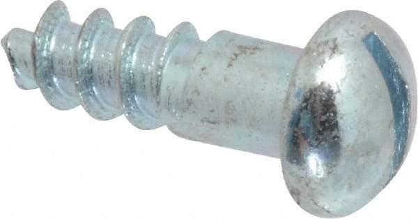Value Collection - #12, 3/4" Length Under Head, Slotted Drive, Round Head Wood Screw - Zinc Plated Steel, Grade 2 - USA Tool & Supply