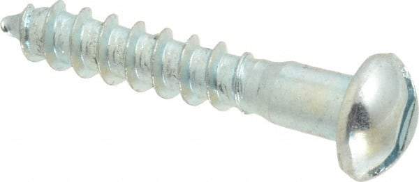 Value Collection - #12, 1-1/4" Length Under Head, Slotted Drive, Round Head Wood Screw - Zinc Plated Steel, Grade 2 - USA Tool & Supply