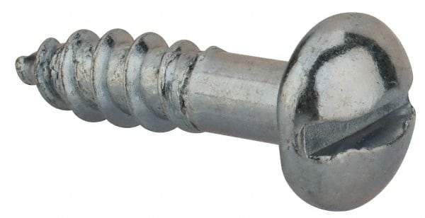 Value Collection - #14, 1" Length Under Head, Slotted Drive, Round Head Wood Screw - Zinc Plated Steel, Grade 2 - USA Tool & Supply
