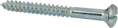 Value Collection - #6, 1-1/2" Length Under Head, Slotted Drive, Oval Head Wood Screw - ASME B18.6.1, Zinc Plated Steel, Grade 2 - USA Tool & Supply