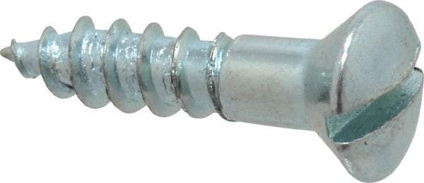 Value Collection - #8, 3/4" Length Under Head, Slotted Drive, Oval Head Wood Screw - ASME B18.6.1, Zinc Plated Steel, Grade 2 - USA Tool & Supply