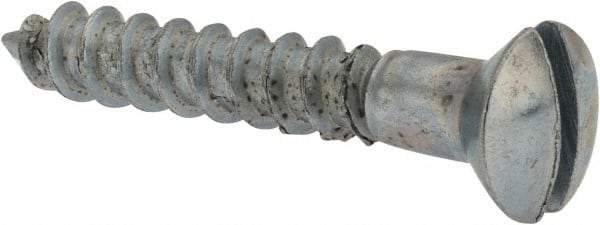Value Collection - #10, 1-1/4" Length Under Head, Slotted Drive, Oval Head Wood Screw - ASME B18.6.1, Zinc Plated Steel, Grade 2 - USA Tool & Supply