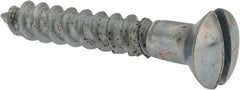 Value Collection - #10, 1-1/4" Length Under Head, Slotted Drive, Oval Head Wood Screw - ASME B18.6.1, Zinc Plated Steel, Grade 2 - USA Tool & Supply