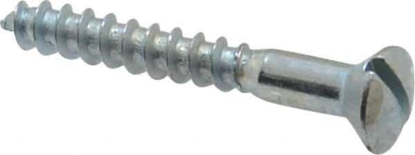 Value Collection - #10, 1-1/2" Length Under Head, Slotted Drive, Oval Head Wood Screw - ASME B18.6.1, Zinc Plated Steel, Grade 2 - USA Tool & Supply