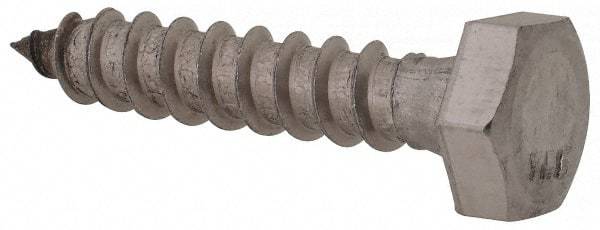 Value Collection - 1/4" Screw, 1-1/4" Length Under Head, Stainless Steel, Hex Head Lag Screw - Grade 18-8, Uncoated - USA Tool & Supply