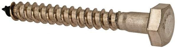 Value Collection - 1/4" Screw, 2" Length Under Head, Stainless Steel, Hex Head Lag Screw - Grade 18-8, Uncoated - USA Tool & Supply